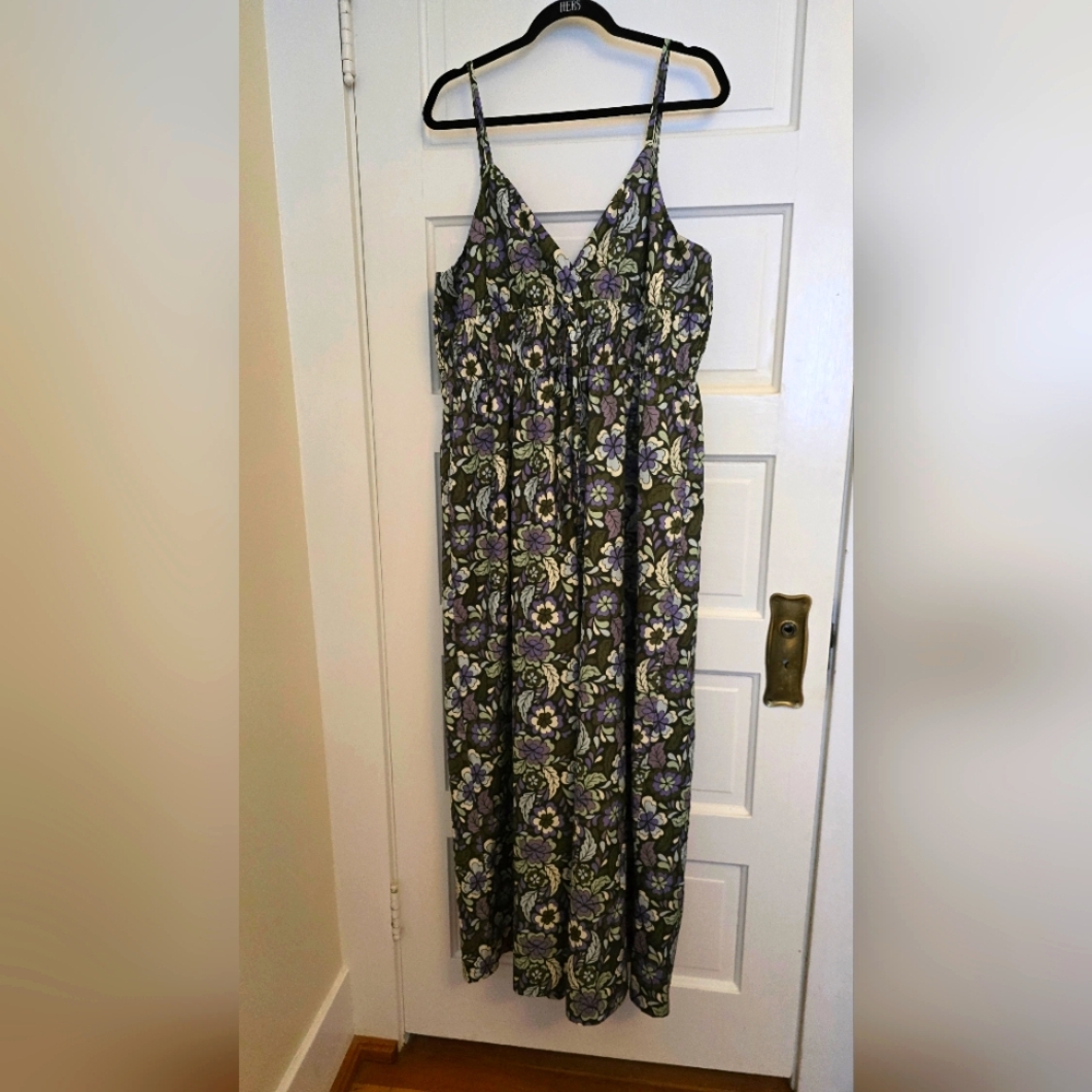 Cider Floral Spaghetti Strap Wide Leg Jumpsuit